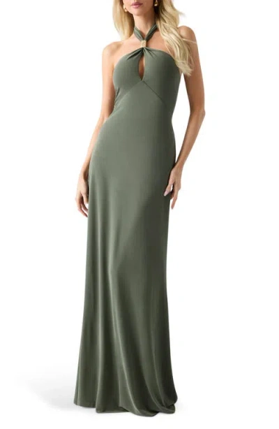 Marciano Soraya Halter Maxi Cocktail Dress In Green