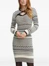 Marciano Striped-patttern Midi Dress And Cover Set In Black