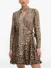 Marciano Tie-neck Leopard-print Mini Dress In Animal Print