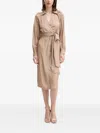 Marciano Tie-waist Long-sleeve Midi Dress In Neutral