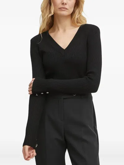 Marciano V-neck Button Sweater In Black