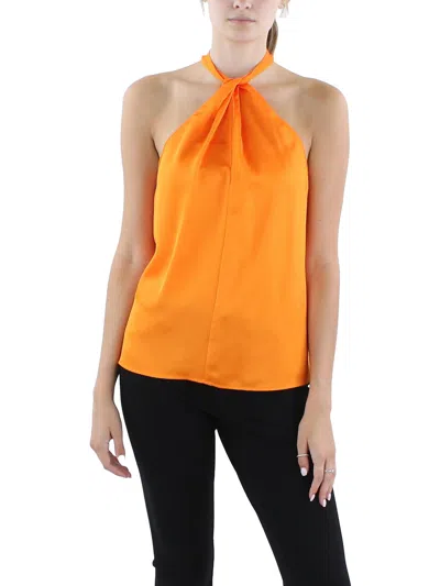 Marciano Womens Zipper Silk Halter Top In Orange