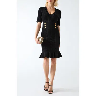 Marciano Yamna Ruffle Hem Sweater Dress In Black