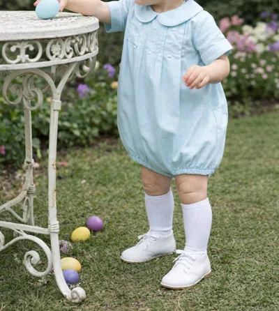 Marco & Lizzy Kids' Embroidered Dots Romper In Mint In Blue