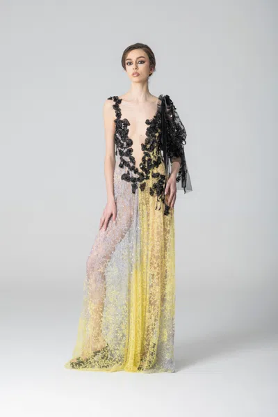 Marco & Maria Butan Gown In Multi