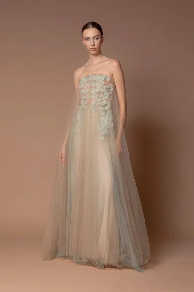 Marco & Maria Calima Tulle Gown In Green