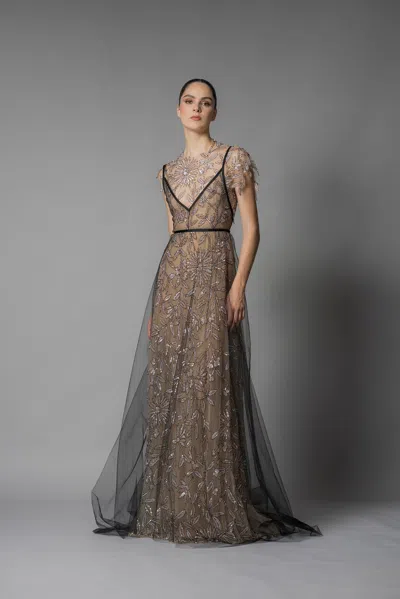 Marco & Maria Camila Tulle Gown In Black