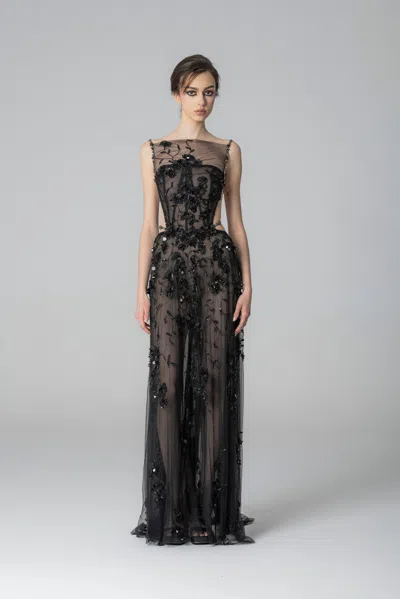 Marco & Maria Georgia Tulle Gown In Black