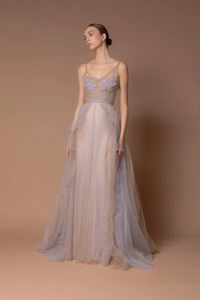 Marco & Maria Micaela Tulle Gown In Purple