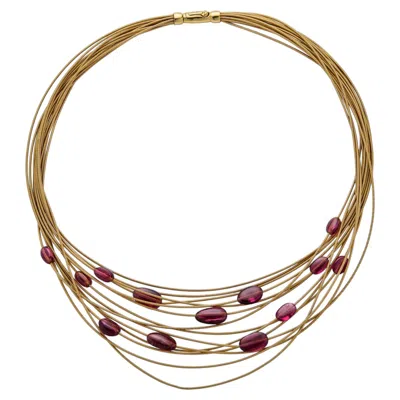 Pre-owned Marco Bicego 14 Strand Gold Necklace With Tourmaline In Multiple