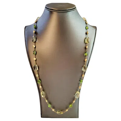 Pre-owned Marco Bicego 18 Karat Gold Citrine And Peridot Necklace 31'' Long In Multi