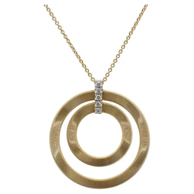 Pre-owned Marco Bicego 18 Karat Yellow Gold & Diamond Disc Circle Pendant Drop Necklace