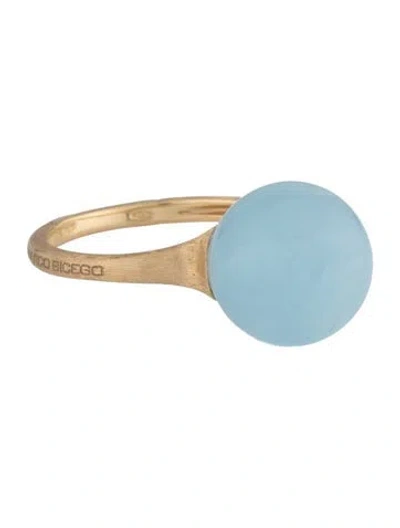 Pre-owned Marco Bicego 18k Aquamarine African Boule Cocktail Ring In Multicolor