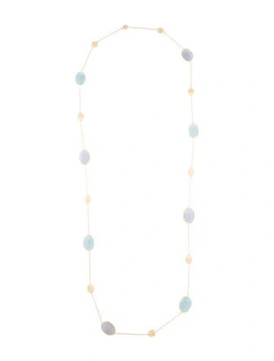 Pre-owned Marco Bicego 18k Aquamarine & Chalcedony Siviglia Resort Station Necklace, 36" In Multi