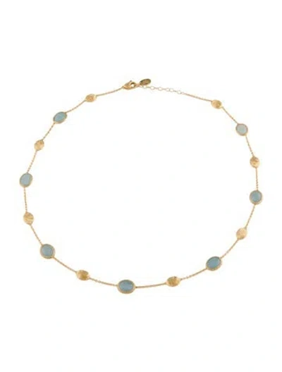 Pre-owned Marco Bicego 18k Aquamarine Bean Necklace, 18" In Multicolor
