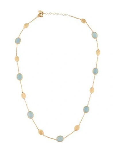 Pre-owned Marco Bicego 18k Aquamarine Bean Station Necklace, 18" In Multi