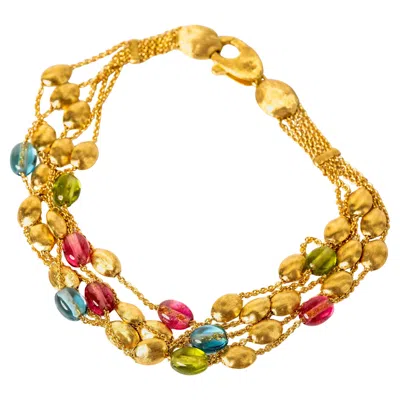 Pre-owned Marco Bicego 18k Brushed Yellow Gold Gemstone Bracelet
