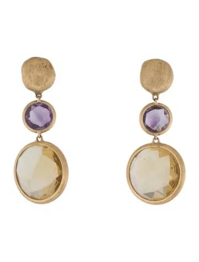 Pre-owned Marco Bicego 18k Citrine & Amethyst Jaipur Color Drop Earrings In Multi
