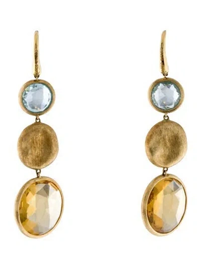Pre-owned Marco Bicego 18k Citrine & Topaz Jaipur Drop Earrings In Multi