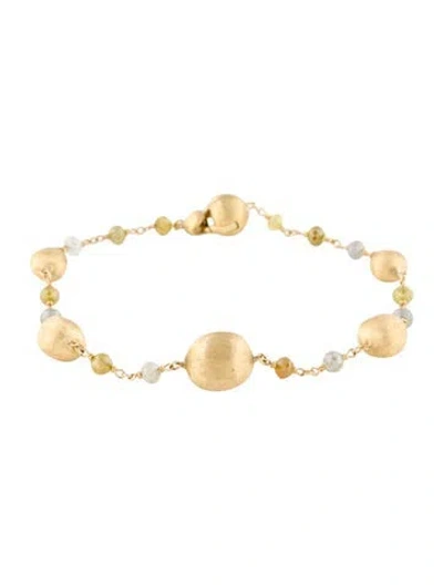 Pre-owned Marco Bicego 18k Diamond Africa Station Bracelet, 6.5" In Multicolor