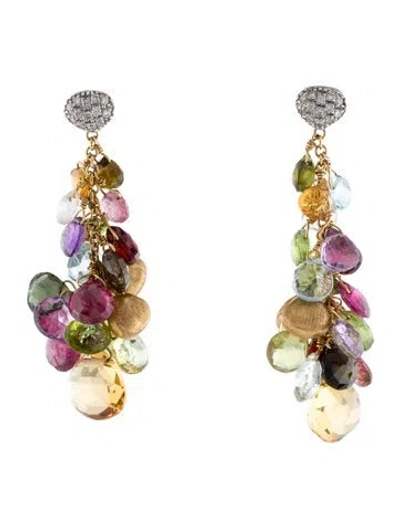 Pre-owned Marco Bicego 18k Diamond & Multistone Cluster Drop Earrings