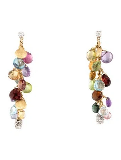 Pre-owned Marco Bicego 18k Diamond & Multistone Drop Earrings In Multicolor