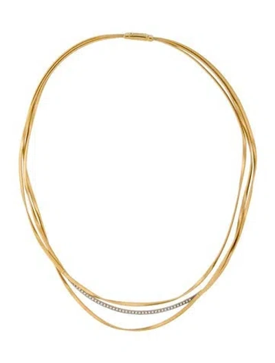 Pre-owned Marco Bicego 18k Diamond Bar Three Strand Coil Necklace, 16.5" In Multi