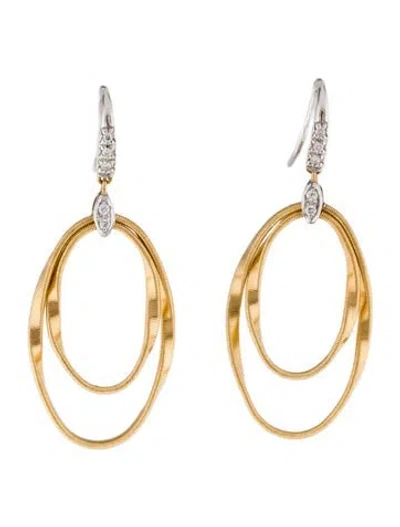Pre-owned Marco Bicego 18k Diamond Coil Drop Earrings In Multi