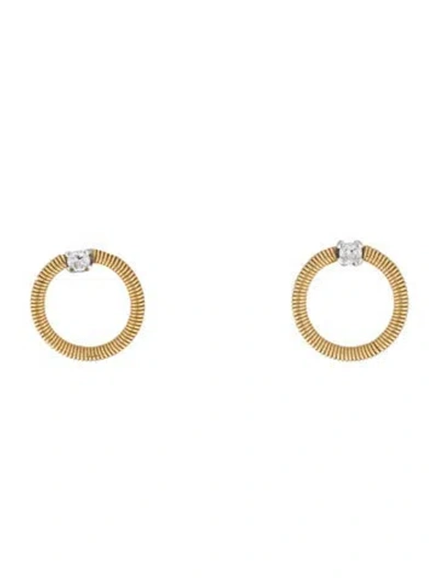 Pre-owned Marco Bicego 18k Diamond Coil Stud Earrings In Multicolor