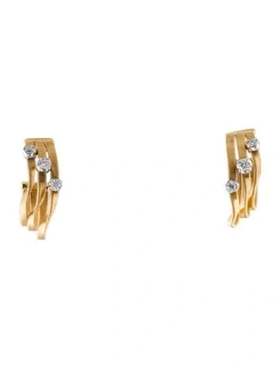 Pre-owned Marco Bicego 18k Diamond Gold Coil Hoop Earrings In Multi