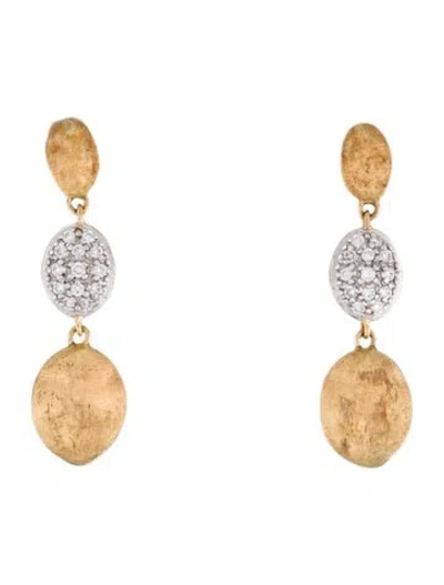 Pre-owned Marco Bicego 18k Diamond Long Drop Earrings In Multi