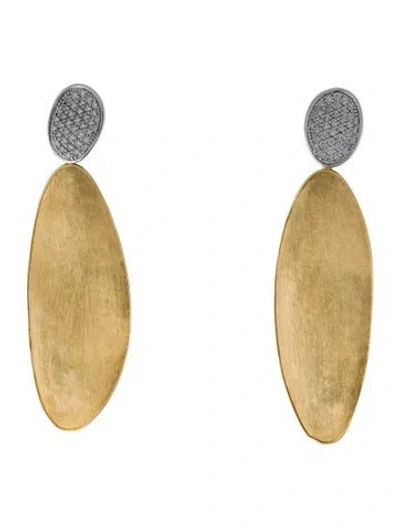 Pre-owned Marco Bicego 18k Diamond Lunaria Elongated Drop Earrings In Multi