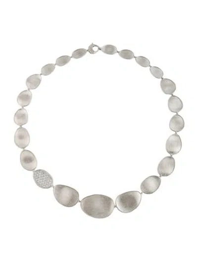Pre-owned Marco Bicego 18k Diamond Lunaria Leaf Necklace, 16.5" In Multicolor