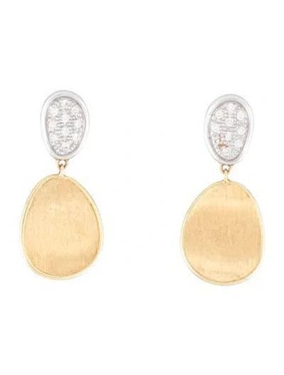 Pre-owned Marco Bicego 18k Diamond Lunaria Petal Drop Earrings In Multicolor