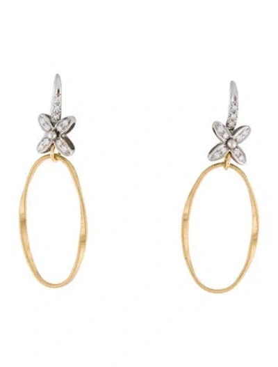 Pre-owned Marco Bicego 18k Diamond Marrakech Onde Flower Drop Earrings In Multicolor