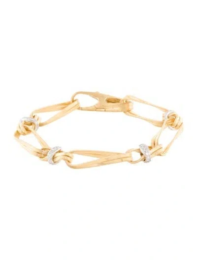 Pre-owned Marco Bicego 18k Diamond Marrakech Twisted Double Link Bracelet, 7" In Multi