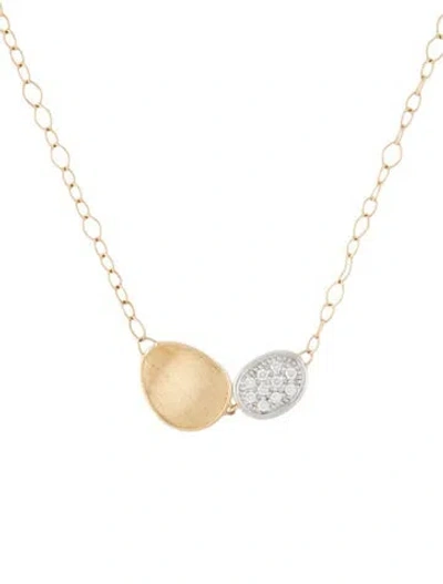 Pre-owned Marco Bicego 18k Diamond Petal Pendant Necklace, 18" In Multicolor