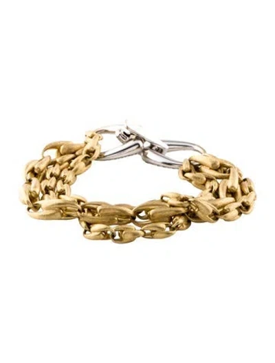 Pre-owned Marco Bicego 18k Diamond Three Strand Link Bracelet, 6.25" In Multi