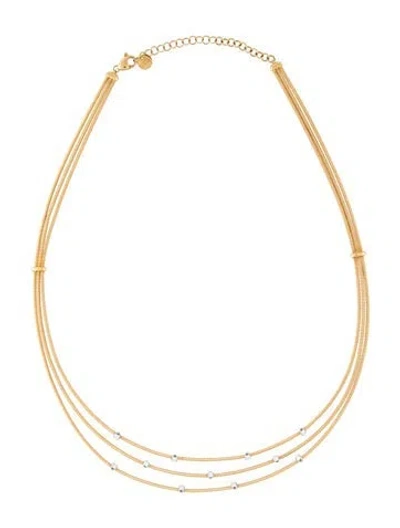 Pre-owned Marco Bicego 18k Diamond Three Strand Necklace, 19" In Multicolor