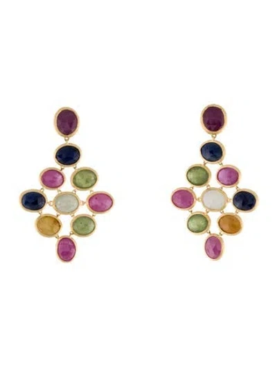 Pre-owned Marco Bicego 18k Glass Filled Multi-color Sapphire Siviglia Drop Earrings
