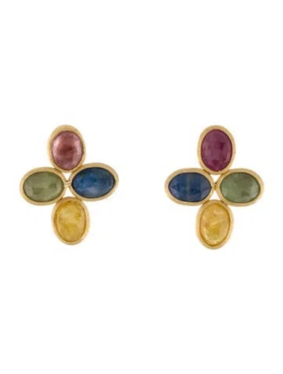 Pre-owned Marco Bicego 18k Glass Filled Sapphire Stud Earrings In Multi