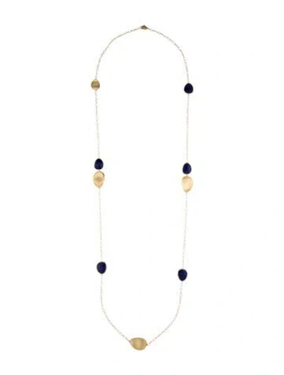 Pre-owned Marco Bicego 18k Lapis Lazuli Lunaria Station Necklace, 39.5" In Multi