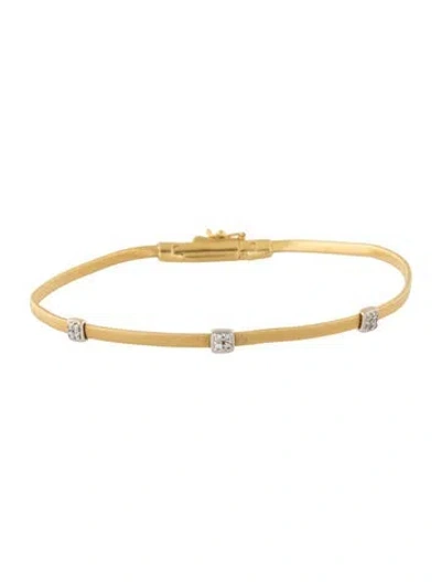 Pre-owned Marco Bicego 18k Masai Two-tone Diamond Station Bracelet, 6.5" In Multicolor