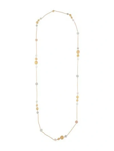 Pre-owned Marco Bicego 18k Moonstone & Rose Quartz Africa Boule Long Necklace, 36.5" In Multi