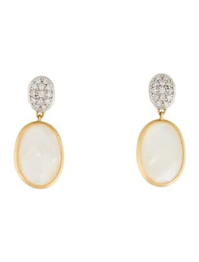 Pre-owned Marco Bicego 18k Mother Of Pearl & Diamond Drop Earrings In Multi