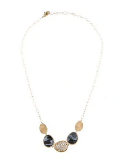 Pre-owned Marco Bicego 18k Mother Of Pearl & Diamond Lunaria Necklace, 18" In Black