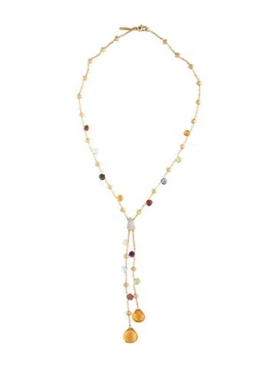 Pre-owned Marco Bicego 18k Multistone Bead Station Lariat Necklace, 16" In Multicolor