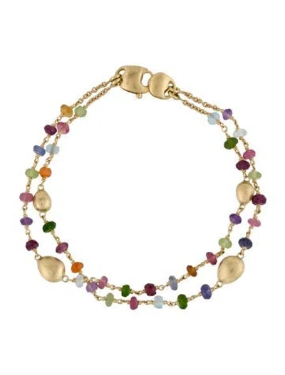 Pre-owned Marco Bicego 18k Multistone Double Strand Africa Bracelet, 6.5"