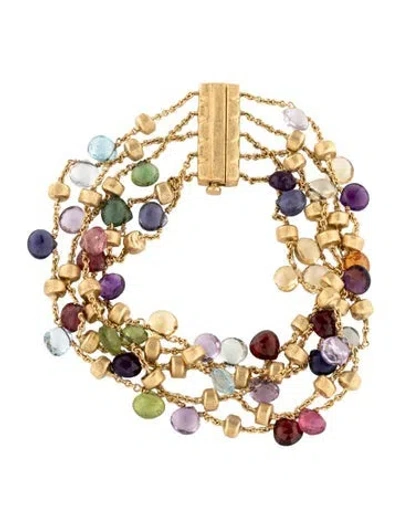 Pre-owned Marco Bicego 18k Multi-stone Five Strand Bracelet, 6.75" In Multicolor