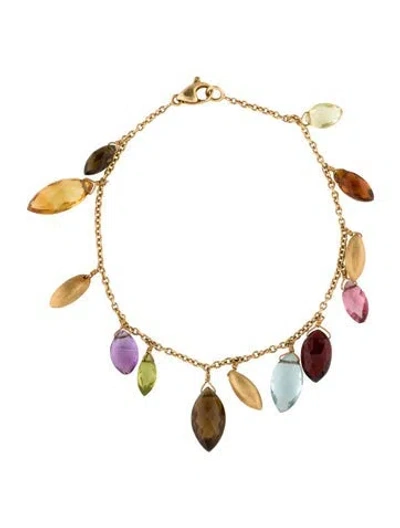 Pre-owned Marco Bicego 18k Multistone Marquise Charm Bracelet, 7"